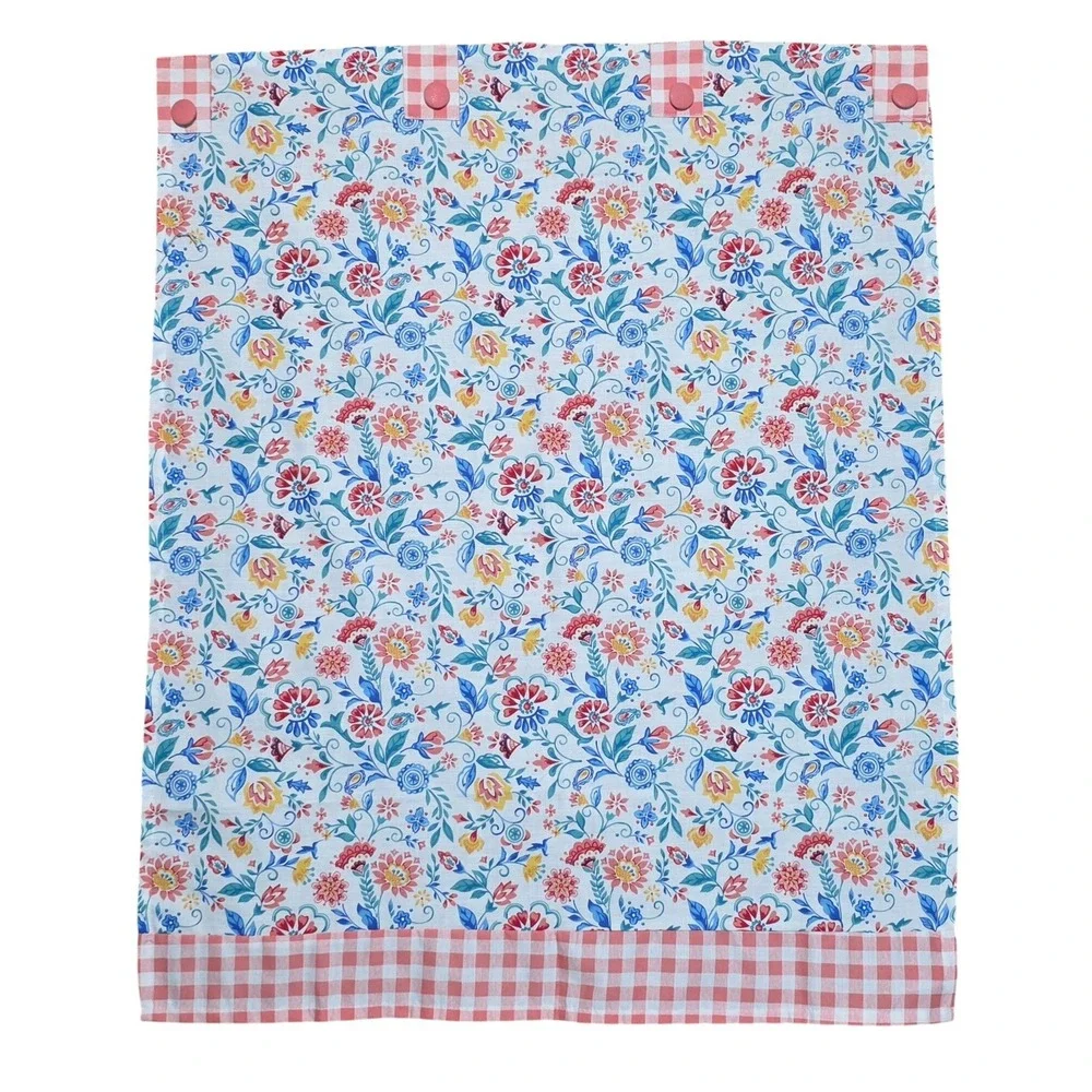 The Pioneer Woman Floral Gingham Kitchen Window Curtain Panel Pink Blue 30x36